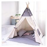 besrey Tipi Zelt für Kinder ,Tippi Kinderzelt Kinderzelt Outdoor aus Baumwolle +Lichtkette + graue Matte