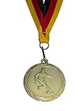 pokal-fabrik.de 10 Stück Fussball Medaillen Kindergeburtstag aus Metall mit Band und Emblem für Kinder als Mitgebsel
