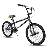 Hiland 20 Zoll Kinderfahrrad für Jungen Mädchen Kinder ab 5 6 7 8 9 Jahre BMX Fahrrad, Freestyle, 2 Stahl Pegs, Kettenschutz, Freilauf Grün