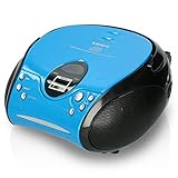 Lenco SCD24 - CD-Player für Kinder - CD-Radio - Stereoanlage - Boombox - UKW Radiotuner - Titel Speicher - 2 x 1,5 W RMS-Leistung - Netz- und Batteriebetrieb - Blau