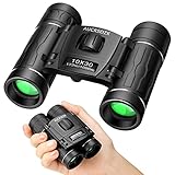 Fernglas Klein für Kinder AUCRSOZK 10x30 Mini Kompakt Ferngläser ab 3 Jahre Leichtgewicht Trageriemen Kinderfernglas für Junge Vogelbeobachtung Jagd Sport Reisen Konzerte Oper Outdoor - Schwarz