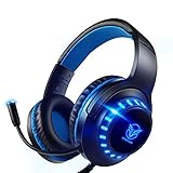 Pacrate PC Gaming Headset für PS4 Xbox One PS5, PS4 Headset mit Mikrofon & LED Lichter, PS4 Gamer Kopfhörer mit Mikrofon, 3.5mm Surround Sound Headset mit Intensiven Bässen für Switch Laptop Mac