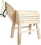 small foot Holzpferd für Kinder ab 3 Jahren, Reitpferd mit Aufstiegshilfe und Halfter, für den Außenbereich,11664