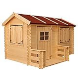 TIMBELA Kinderspielhaus aus Holz - Spielhaus im Freien für Kinder - B178xL241xH151 cm/2,63m2 Gartenspielhaus - Garten-Sommerhaus für Kinder M503