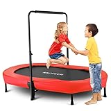 ANCHEER Kindertrampolin, Garten Trampolin für zwei Kinder Indoor / Outdoor zusammenklappbar mit verstellbarem Handlauf Eltern-Kind-Trampolin Fitness Maximale Gewicht Beträgt 100KG. (Rot.)