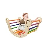 YOLEO Kletterbogen Bogenwippe Bunte Holzwippe Montessori Spielzeug für Baby und Kinder ab 24 Monaten, Natürliche Materialien, Spielbogen für Trainingsbalance belastbar 60kg