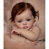 YIHANGG 60cm Realistisch Reborn Kleinkindpuppe Mädchen Blaue Augen 24 Zoll Silikon Reborn Babypuppe Neugeborenes 3D-Haut Sieht Aus Wie Echte Puppen Prinzessin Kinder Geburtstag Geschenke