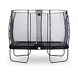 EXIT | Elegant Trampolin - 244x427cm - Gartentrampolin - Outdoor - Inkl. Sicherheitsnetz - Schwarz