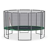 Ampel 24 Deluxe Outdoor Trampolin 430 cm komplett mit Außennetz, Belastbarkeit 160 kg, Sicherheitsnetz mit Stabilitätsring und 12 gepolsterten Stangen