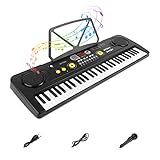 m zimoon Kinder Klaviere Keyboards, 61 Tasten Elektronisches Musikpiano mit LED-Anzeige Notenständer Mikrofon USB Strom Audiokabel Musikinstrument Spielzeug Weihnachtsgeschenk für Jungen Mädchen