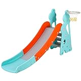 Kinderrutsche, MAMIZO Kinder Rutsche Indoor & Outdoor, Kinder Fun-Slide mit Basketballkorb, Gartenrutsche , Baby Rutsche ab 1-6 Jahre