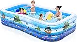 iBaseToy Aufblasbarer Pool - Groß Planschbecken für Kinder, Erwachsene, Babys und Kleinkinder, Family Pool Schwimmbecken für Outdoor, Garten, Sommerwasserparty - Aufblasbarer Kinderpool