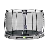 EXIT | Elegant Premium Boden-Trampolin - ø427cm - Gartentrampolin - Outdoor - Inkl. Sicherheitsnetz - Grau