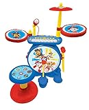 Lexibook K610PA PAW Patrol Helfer auf Vier Pfoten Chase Schlagzeug für Kinder, echter digitaler Drum-Sound, 8-Noten-Tastatu, MP3-Stecker, Sitz inklusive, blau/rot