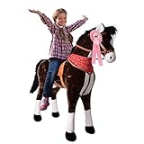 TE-Trend Pferde Spielzeug Schaukelpferd Pferd zum draufsitzen Stehpferd Reitpferd Spielpferd zum Reiten als Mädchen Geschenk mit 112cm Kopfhöhe Dunkelbraun