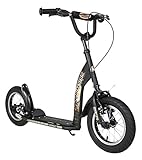 STAR SCOOTER Roller Kinderroller Tretroller Kickscooter mit Luftreifen für Jungen und Mädchen ab 6 - 7 Jahre | 12 Zoll Sport Kinder Scooter | Schwarz (matt) | Risikofrei Testen
