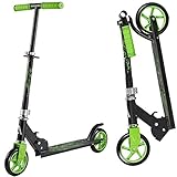 Roller Scooter Kinder 6 Jahre, Faltbar Kinderroller, Höhenverstellbar Tretroller City Roller für Erwachsene 100kg, Kickscooter für Mädchen Jungen, Kinder Roller mit Hinterradbremse, Grün