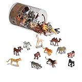 Terra 60-teilig Tierfiguren Sammlung Wildtiere Spielzeug Set – Löwe, Tiger, Zebra, Nilpferd, Elefant, Elch, Kamel und mehr – Spielzeug ab 3 Jahren