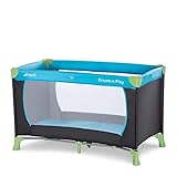 Hauck Reisebett Dream N Play 120 x 60 cm, für Babys und Kinder ab Geburt bis 15 kg, Leicht, Kompakt Faltbar, Inklusive Transporttasche und Faltboden, Schwarz Blau