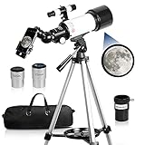 Teleskope für Kinder und Einsteiger, 70 mm Blende, 400 mm AZ-Halterung, voll mehrfach beschichtete Optik, Teleskop Astronomie Erwachsene Teleskop mit Stativ, Handy-Adapter, Rucksack