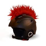 Helm-Irokese für den Skihelm, Snowboardhelm, Kinderskihelm, Kinderhelm, Motorradhelm oder Fahrradhelm - - Der HINGUCKER - Der etwas auffälligere Helm-Aufkleber - für Kinder und Erwachsene HELMDEKO (Rot)