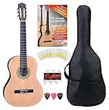 Classic Cantabile AS-861 Konzertgitarre 1/2 Starter-SET (akustische Klassikgitarre, geeignet für Kinder ab 5-9 Jahren, Tasche, Saiten, Noten, Plektren, Stimmpfeife) natur