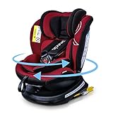 Reecle 360° Drehbar Kindersitz mit ISOFIX Gruppe 0+/1/2/3 Autositz 0-36 kg, Reboarder rückwärtsgerichtet 0-18 kg (Rot)