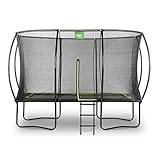 EXIT | Silhouette Trampolin - 244x366cm - Gartentrampolin - Outdoor - Inkl. Sicherheitsnetz & Leiter - Schwarz