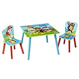 Worlds Apart Paw Patrol-Set aus Tisch und 2 Stühlen für Kinder, Holz, Rot/Blau, 63 x 63 x 52.5 cm