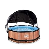 EXIT | Wood Pool - ø244x76cm - Familienpool - Outdoor - Inkl. Filterpump & Sonnensegel