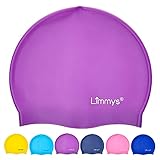 Limmys Unisex Badekappe Kinder - 100% Silikon Schwimmkappe Kinder und Badekappe für Mädchen Jungen – Hochwertige Qualität, Dehnbare & Bequeme Badekappe - Violett
