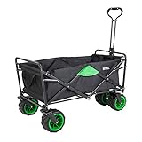 Amazon Brand - Umi Bollerwagen Offroad Transportwagen Handwagen faltbar Gartenwagen die Reifen mit Lager für Alle Gelände Geeignet (Schwarz/Grün)