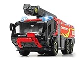 Dickie Toys RC Flughafenfeuerwehrauto, mit 4-Kanal Fernsteuerung, Panther 6x6, Rosenbauer, ferngesteuerte Feuerwehr, Feuerwehrauto, Arm ausziehbar, Licht & Sound, Wasserspritzfunktion, 56 cm groß, rot