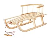 Generic Primegarden PINNO Standard - Holzschlitten Schlitten Kinderschlitten mit Rückenlehne und Zugseil Premium