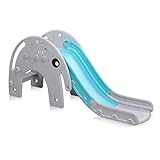 Baby Vivo Kinder Rutsche Kinder Rutsche Gartenrutsche Kleinkinderrutsche Kunststoff Elefant abgerundete Ecken & Kanten für Indoor & Outdoor in Türkis/Grau