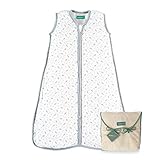 molis&co. Baby-Schlafsack. 0.5 TOG. Größe: 85 cm (6-18 Monate). Ideal für den Sommer. Superweich und leicht. Unisex-Druck von grauem Blatt. Premium-Musselin.