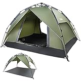 Yorbay 2 in 1 Pop Up Camping Zelte für 2-3 Personen, doppelwandig Wasserdicht UV-Schutz Kuppelzelte Wurfzelte für Familie, Trekking, Outdoor, Festival, Grün
