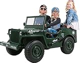 Actionbikes Motors Kinder Elektroauto Jeep Willys - 4 x 45 Watt Motor - Allrad - 3-Sitzer - 2,4 Ghz Fernbedienung - 15-Zoll Eva-Vollgummireifen - LED-Scheinwerfer