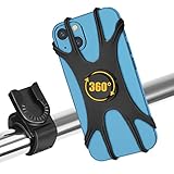 Jumkeet Fahrrad Handyhalterung Handyhalter Motorrad, Universal 360° Drehbar Abnehmbare Anti-Shake Silikon Handy Halterung für Phone 13 12 11 Pro Max/XR/XS/8/7/6 Plus, Samsung S20/S10/S9 (4,5-7,0 Zoll)