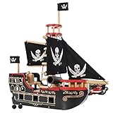 Le Toy Van – Pädagogisches Pirates Collection Piratenschiff „Barbarossa“ aus Holz, mit Kanone, Kanonenkugeln, Planke, Falltür und Anker | Rollenspiel Piratenspielzeug, TV246