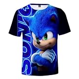 LDWAY Hedgehog Muster T-Shirt Kinder Premium T-Shirt 3D Druckten Beiläufige Rundhals Kurzarmshirt (D,140)