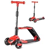 We Push MK1 Kinder Roller für 3 - 10 Jährige [2 in 1] Scooter Laufrad | bis 80 kg | Tretroller | Cityroller | Outdoor - Indoor | Faltbar | Höhenverstellbarer Lenker | für Mädchen und Jungen
