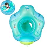 Myir Schwimmring Baby mit Rückenlehne, Aufblasbare Baby Schwimmsitz Schwimmhilfe Swimtrainer Schwimmtrainer Kinder Kleinkind Schwimmreifen Float (Blau, S, 3 Monate-18 Monate)