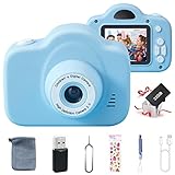 KinderKamera Digitalkamera Kinder Kamera für 3 bis 12 Jahre Alter Jungen und Mädchen Spielzeug Geschenke Fotoapparat Kinder mit 2,0 Zoll Bildschirm/HD 1080P/32GB SD-Karte (Blau)