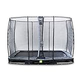 EXIT | Elegant Boden-Trampolin - 244x427cm - Gartentrampolin - Outdoor - Inkl. Sicherheitsnetz - Schwarz