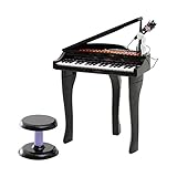 HOMCOM Kinder Klavier Mini-Klavier Piano Keyboard Musikinstrument MP3 USB inkl. Hocker 37 Tasten Schwarz