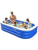 EVAJOY Aufblasbarer Pool, 300 x 184 x 51 cm Familienpool Groß, BPA-freier PVC Familienschwimmbad, Planschbecken groß für Kinder, Erwachsene, Babys, Kleinkinder Outdoor, Garten, Hinterhof