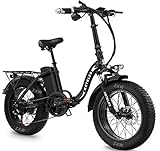 KETELES Klapprad E-Bike Elektrofahrrad 20 Zoll, 48 V 18Ah Lithiumbatterie, Faltbares City E-Bike mit 4'' Fettreifen, für Erwachsene, Herren Damen., Schwarz