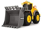 Dickie Toys QDKT062032 Volvo Radlader, Spielzeugbagger, Bagger, Lader, Baustellenfahrzeug, Baustelle, Spielzeugauto, Sandkasten, Licht & Sound, 23 cm, gelb/grau