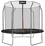 HUDORA First Trampolin 250V mit Sicherheitsnetz, Gartentrampolin Outdoor, Kinder, 250 cm, schwarz